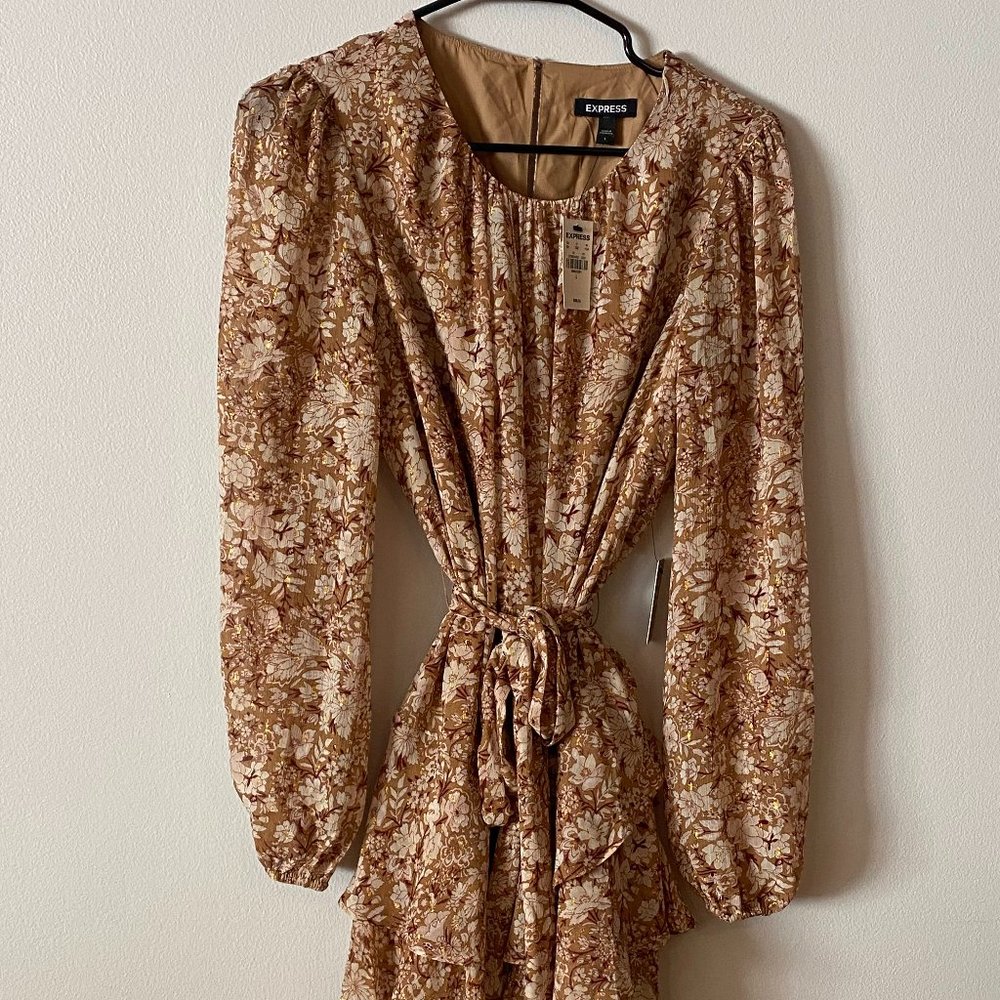 Express Fall Floral Flare Dress
